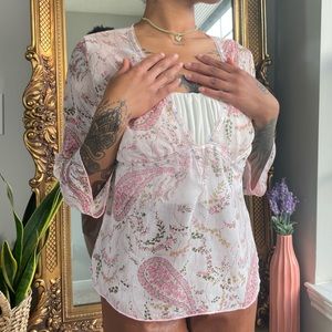 Y2K Spring Fairycore Paisley Blouse